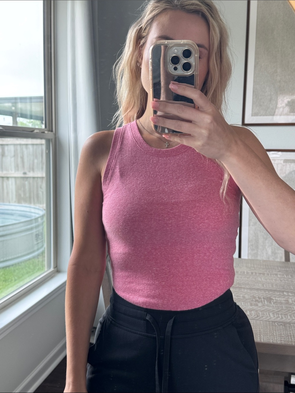 AE Ribbed Sleeveless Tank Top Heathered Pink